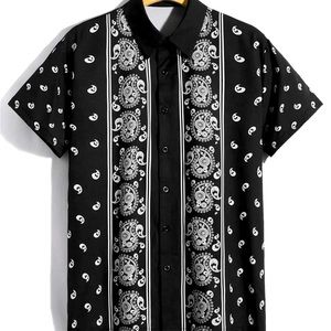 NWT!!! Mens stylish short sleeve button up shirt; sz 2X